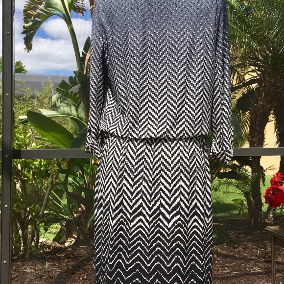 London Times Chevron Women’s Midi Dress - Size 8 - Picture 6 of 8